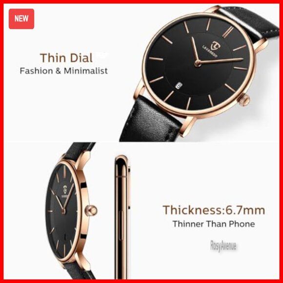 Minimalist Analog Date Watch with Leather Strap, Unisex Fashion